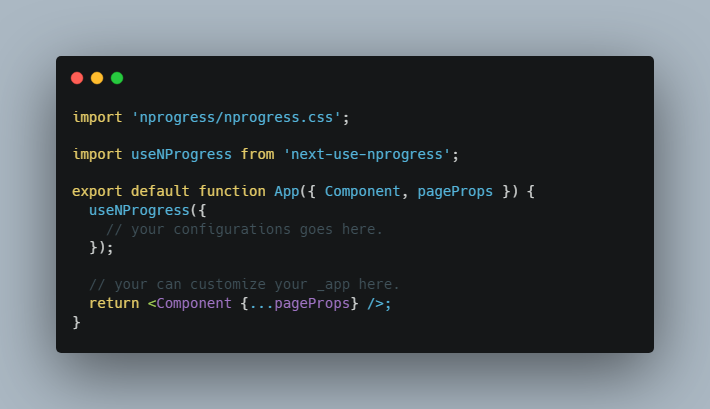 React hook integration of NProgress for Next.js