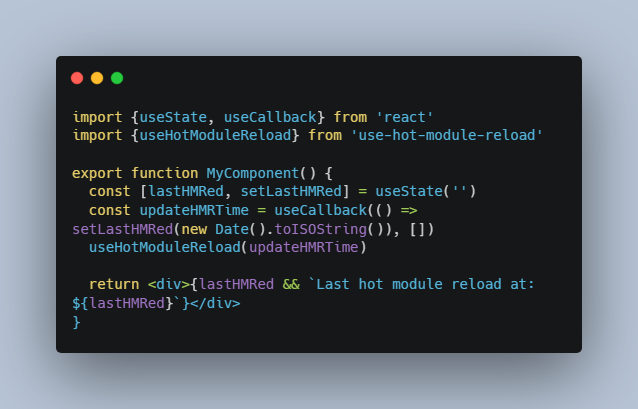 React hook that triggers a callback after hot-module reloading has been performed