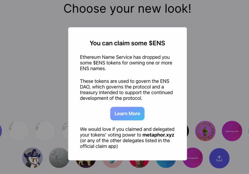 React hooks and components that help notify users to claim their $ENS airdrop
