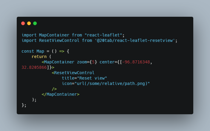 React-leaflet control for resetting the map view