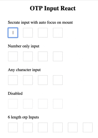React simple otp input with react hooks