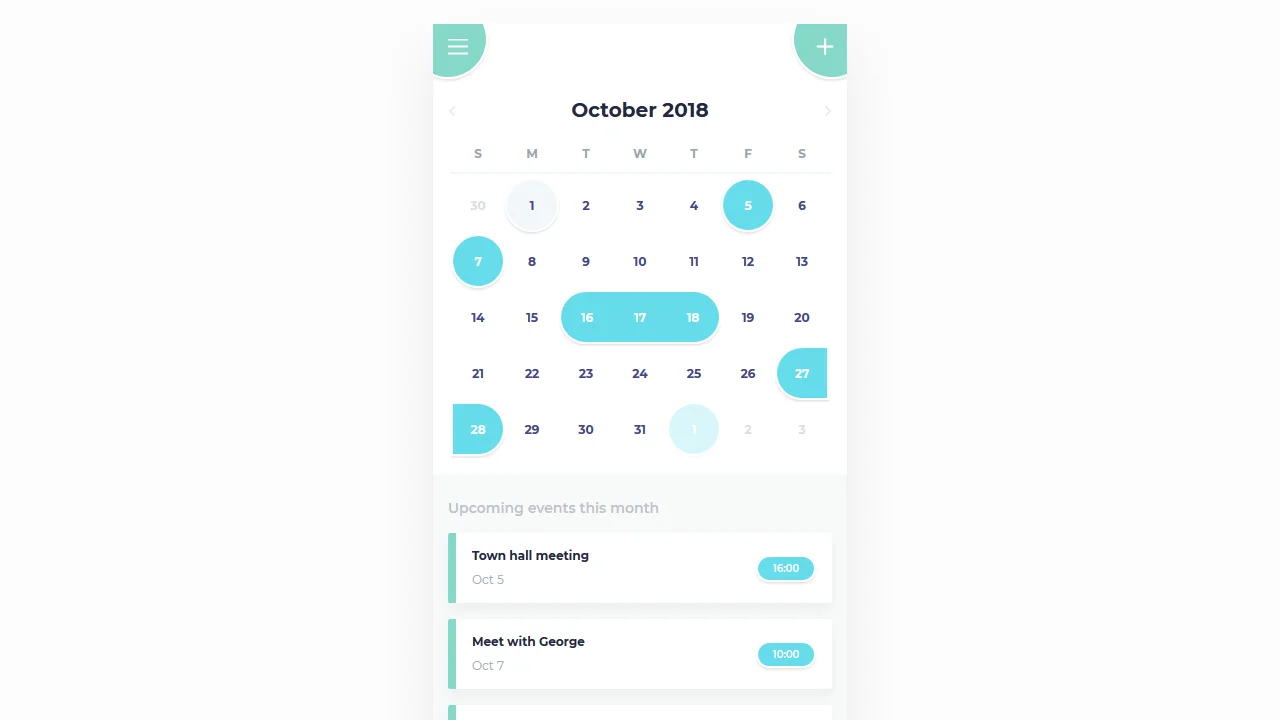 Calendar Mobile App UI