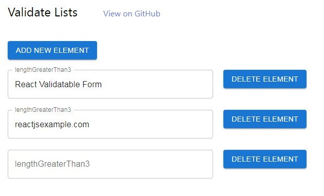 React validatable form hook that is used to create dynamic client side validations on react forms
