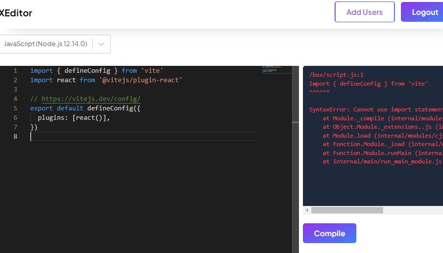 Realtime Code Editor built with React.js