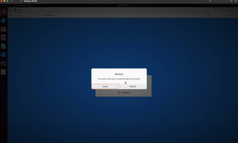 Reboot your computer with React server action