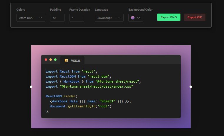 Recoded: Create Beautiful Images or GIFs of Your Code, Built Using React