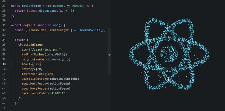 Render images as interactive particles with React