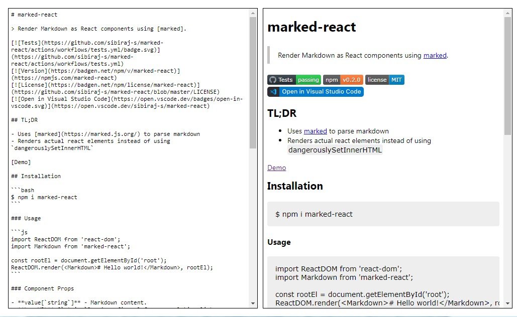 Render Markdown as React components using marked