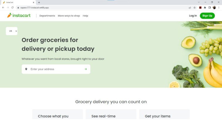 Responsive frontend landing page clone of InstaCart App