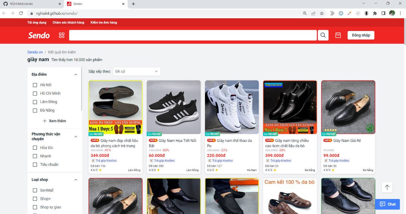 Sendo Clone App built with React