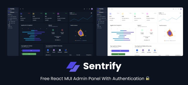Sentrify - A Free React MUI5 Template Built With Authentication