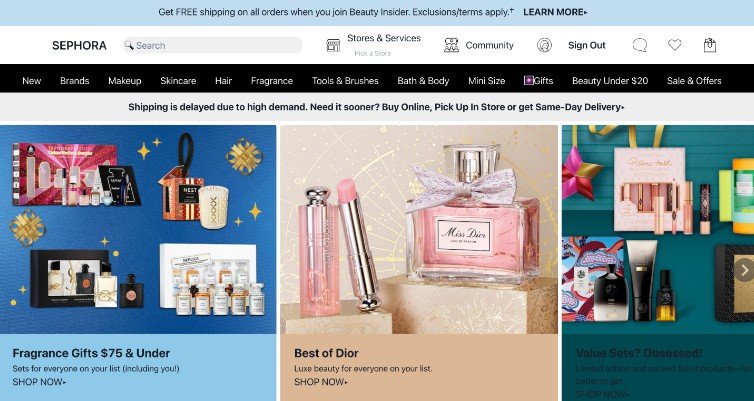 Sephora Clone Website Using React.js