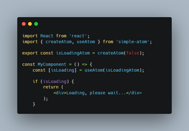 Simple atomic state that can be updated outside of React components