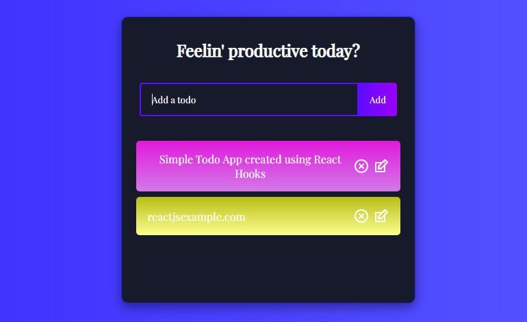 Simple Todo App created using React Hooks