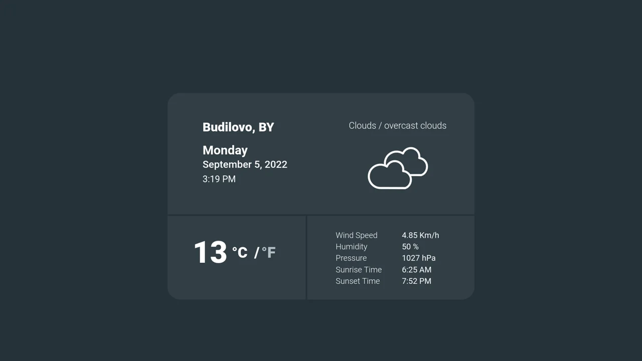 Weather Widget App with Open Weather API