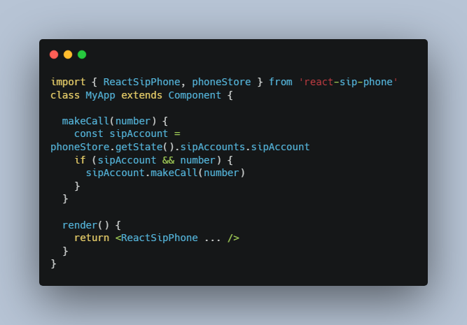 SIP phone component for use in react projects