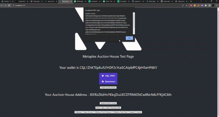 Solana Metaplex AuctionHouse React APP based on CLI code