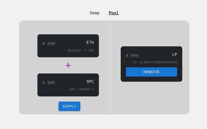 SpaceCoin token liquidity pool built with react