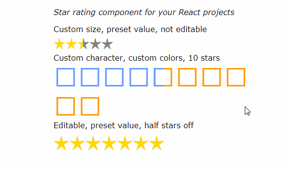 Star rating component for your React projects