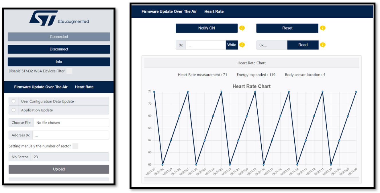 STM32WBA Web Bluetooth App Interfaces using React