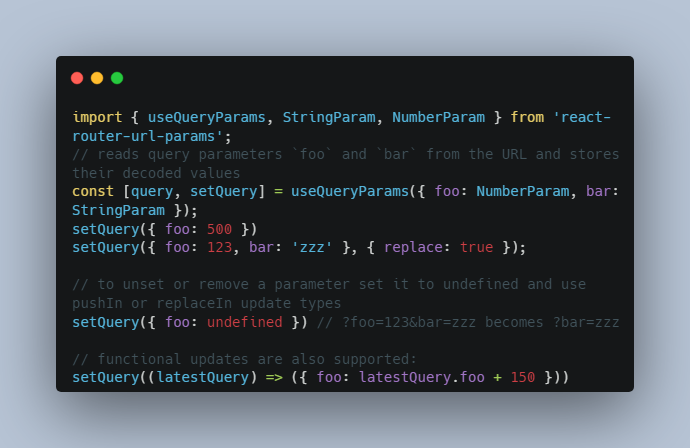 Strongly-typed way to manage URL parameters. Works with react-router