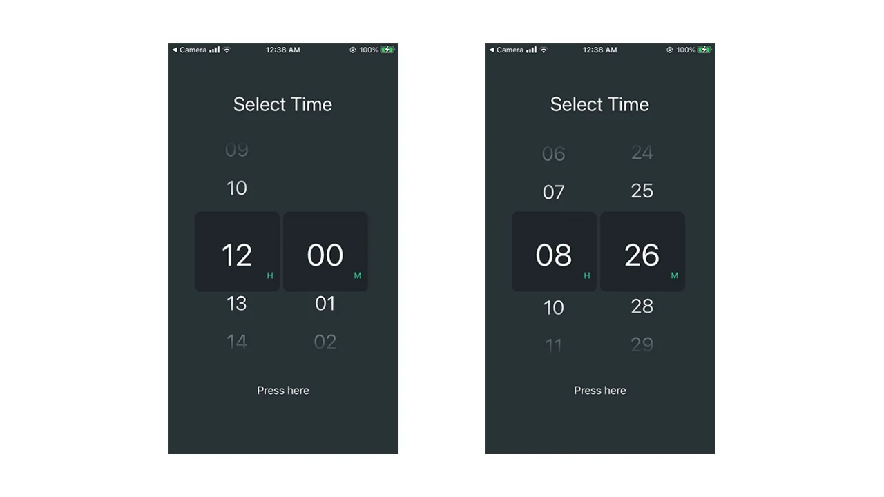 Time Selector ScrollView React Native