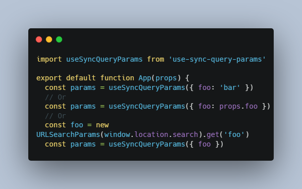 Sync React props/states to URL query params