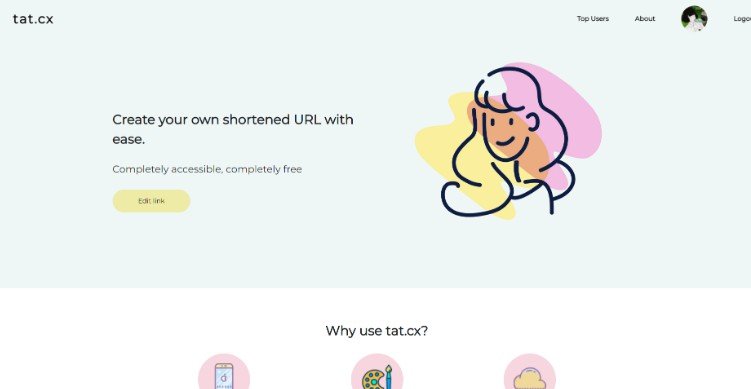 Tat.cx - A fullstack app which is a link shortener website similar to that of linktr.ee