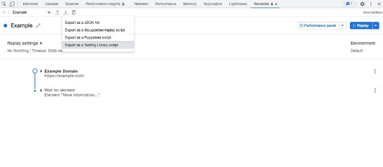 Testing Library Extension for Chrome DevTools Recorder