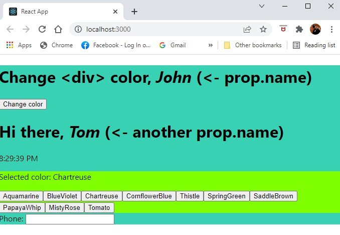 Testing playground: States and props, component lifecycle, State Hooks