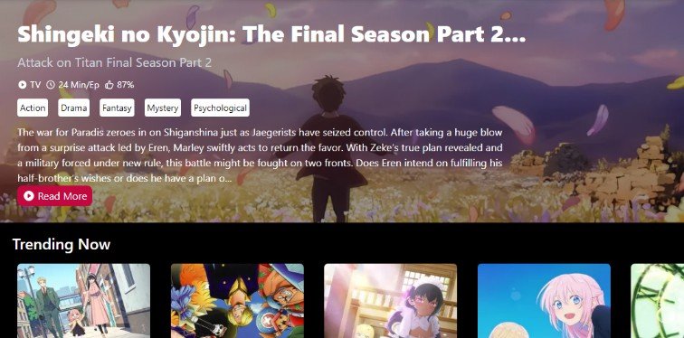 A anime discovery, streaming site made with NextJs and Tailwind CSS