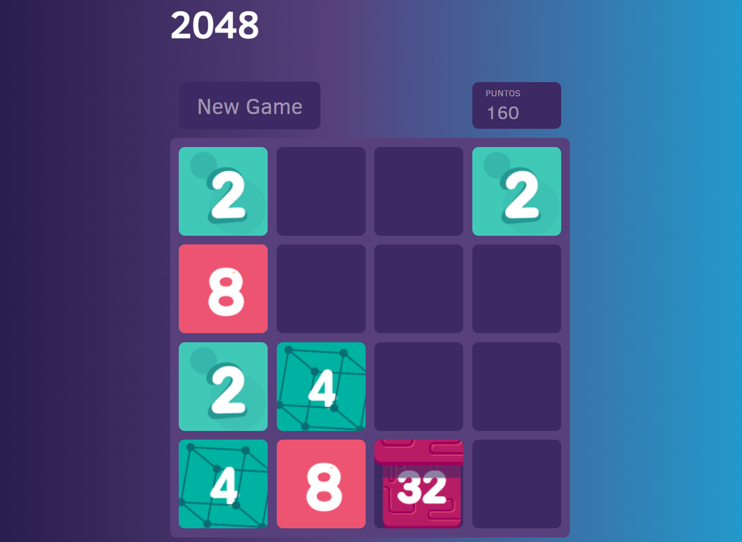 The game 2048 in react