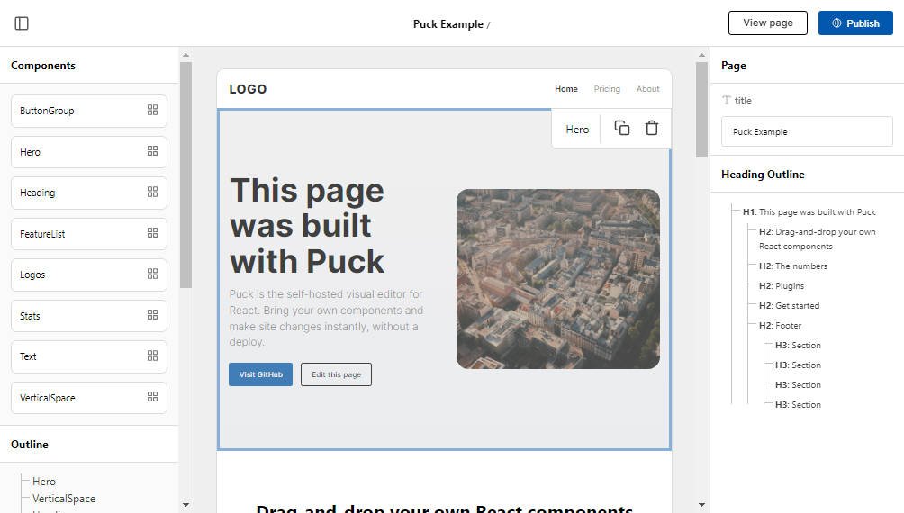 The self-hosted drag and drop editor for React