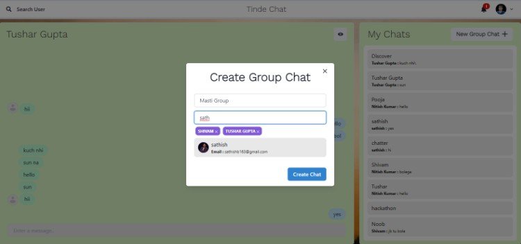Tinde-Chater - A Full Stack Chatting App Using React and Socket.io