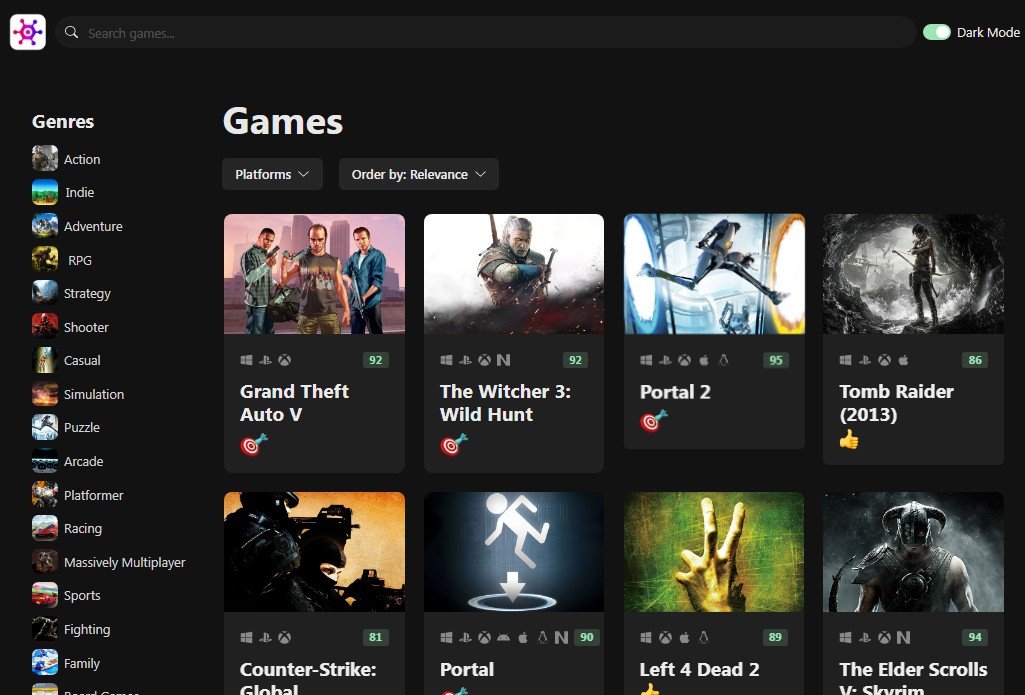 A Gaming App using React and TypeScript