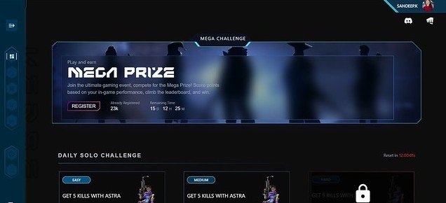 A gaming platform for a freelance client built using Next.js