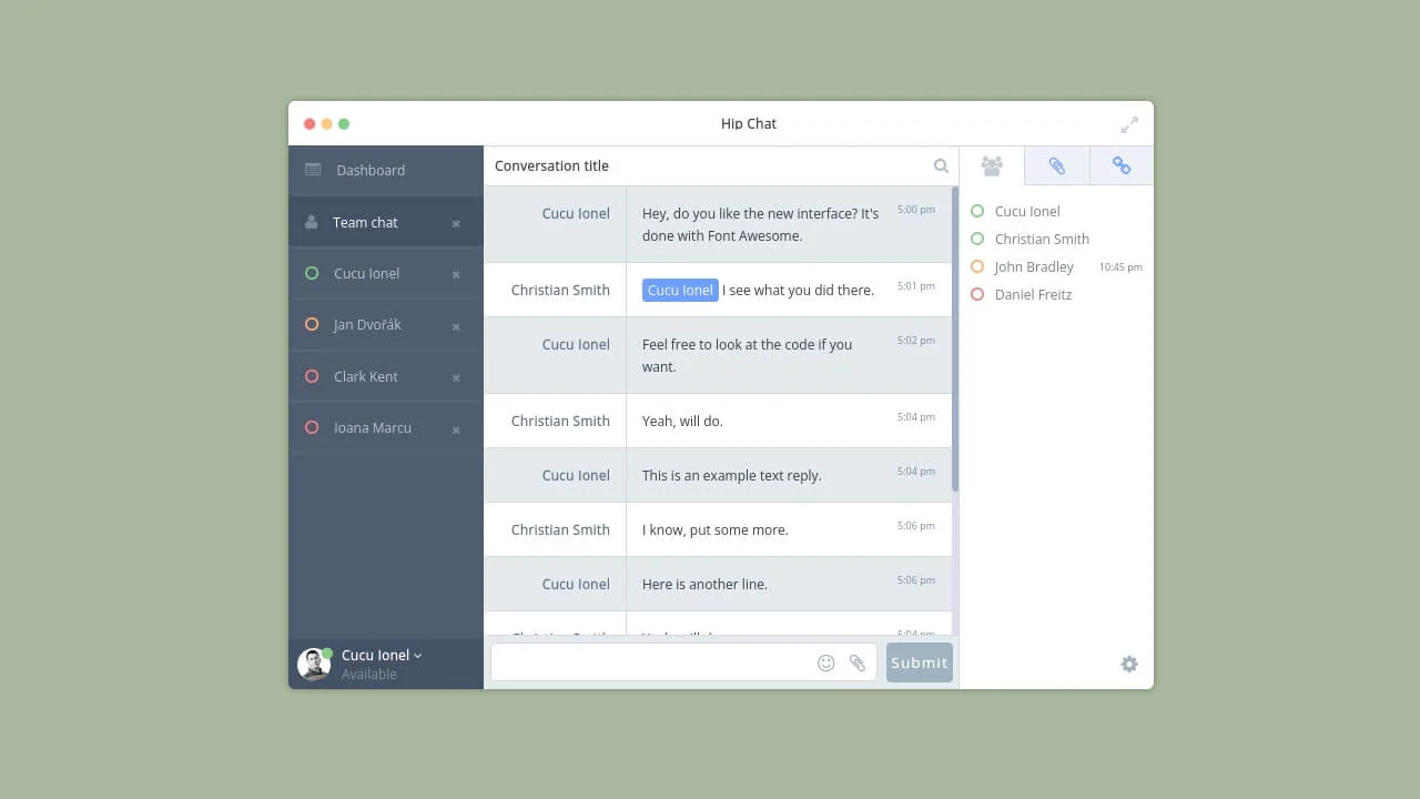 HTML/CSS Implementation of HipChat Redesign