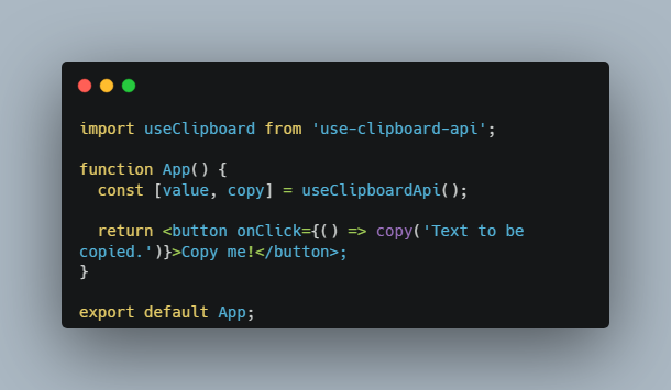 useClipboardApi() - A React Hook that consumes Web Clipboard API