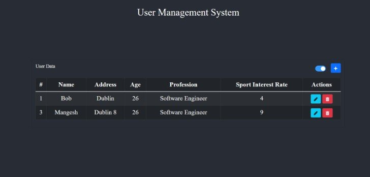 User Management system application built with react