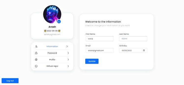 User panel using React with Formik and Yup for working with the inputs and make them validate
