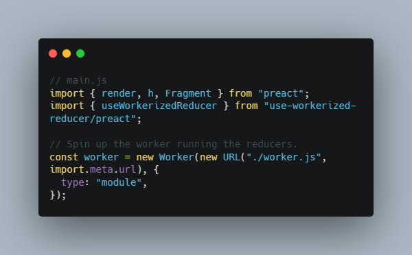useWorkerizedReducer: Like useReducer, but runs in a worker