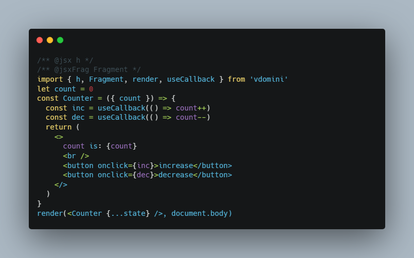 Vdomini : a mini jsx virtual dom
