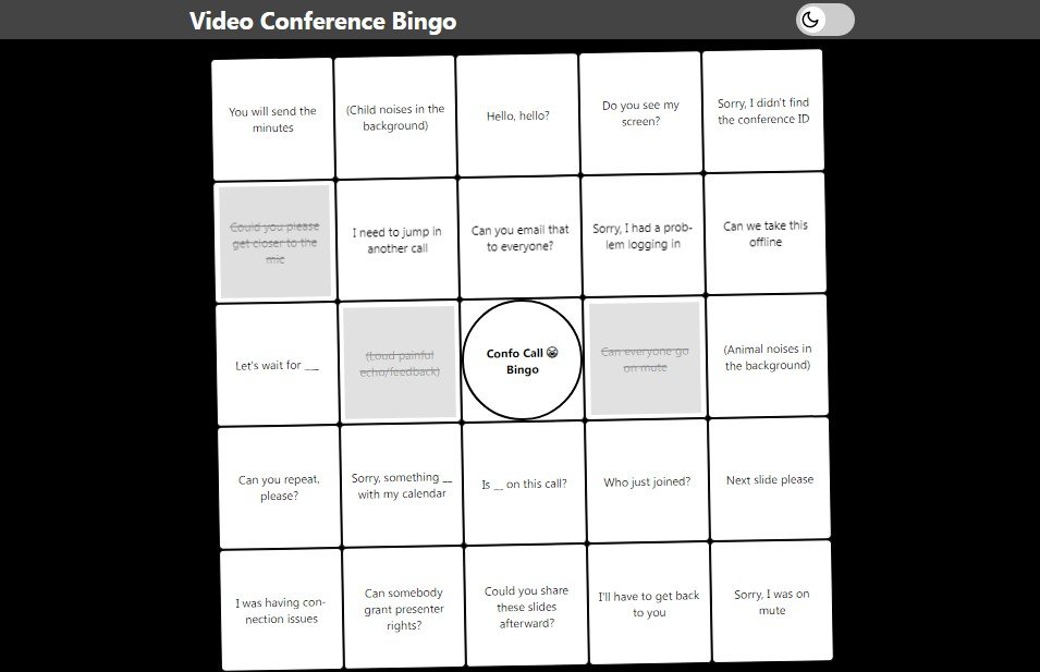 Video conferencing Bingo App built with React