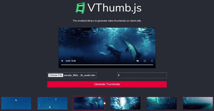 vThumb.js: A React library generate n numbers of thumbnails at different positions in a given video file