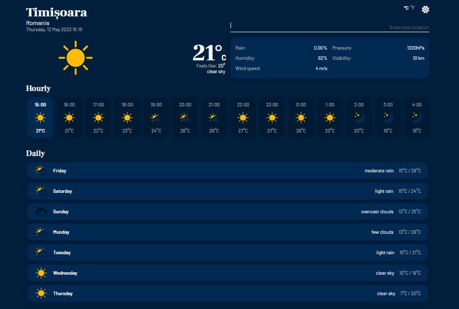 Weather App: A simple weather app developed in typescript using React, HTML and SASS