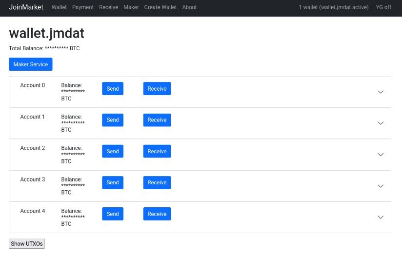 Web client for joinmarket written in React