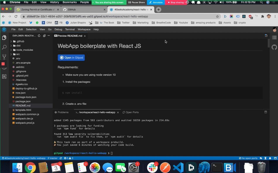 WebApp boilerplate with React JS and Flask API