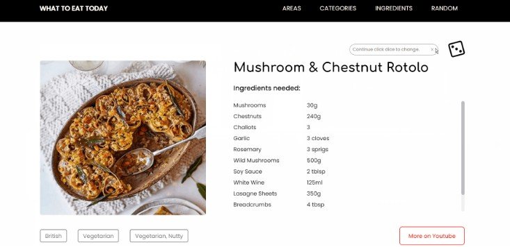 What to eat today app using React