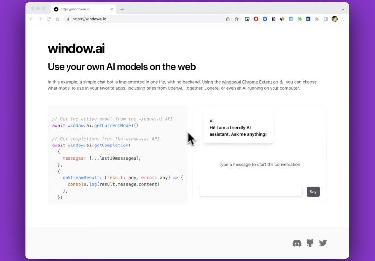 Window AI: Use your own AI models on the web