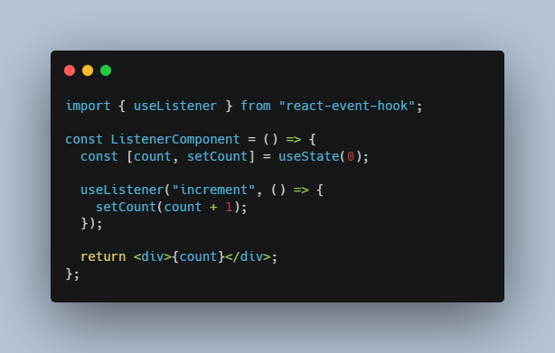 A library for emitting and listening to events in a React application